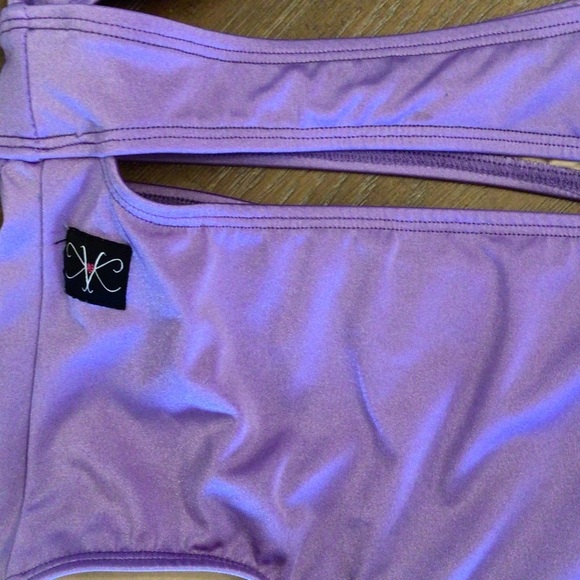 NWOT Kandi Kouture Lavender Strappy Cut Out One Shoulder Dance Leotard Size TM - Picture 4 of 8